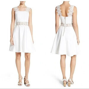 TED BAKER Monaa White Fit and Flare Dress Bridal TB 1 US Size 4 Floral Lace